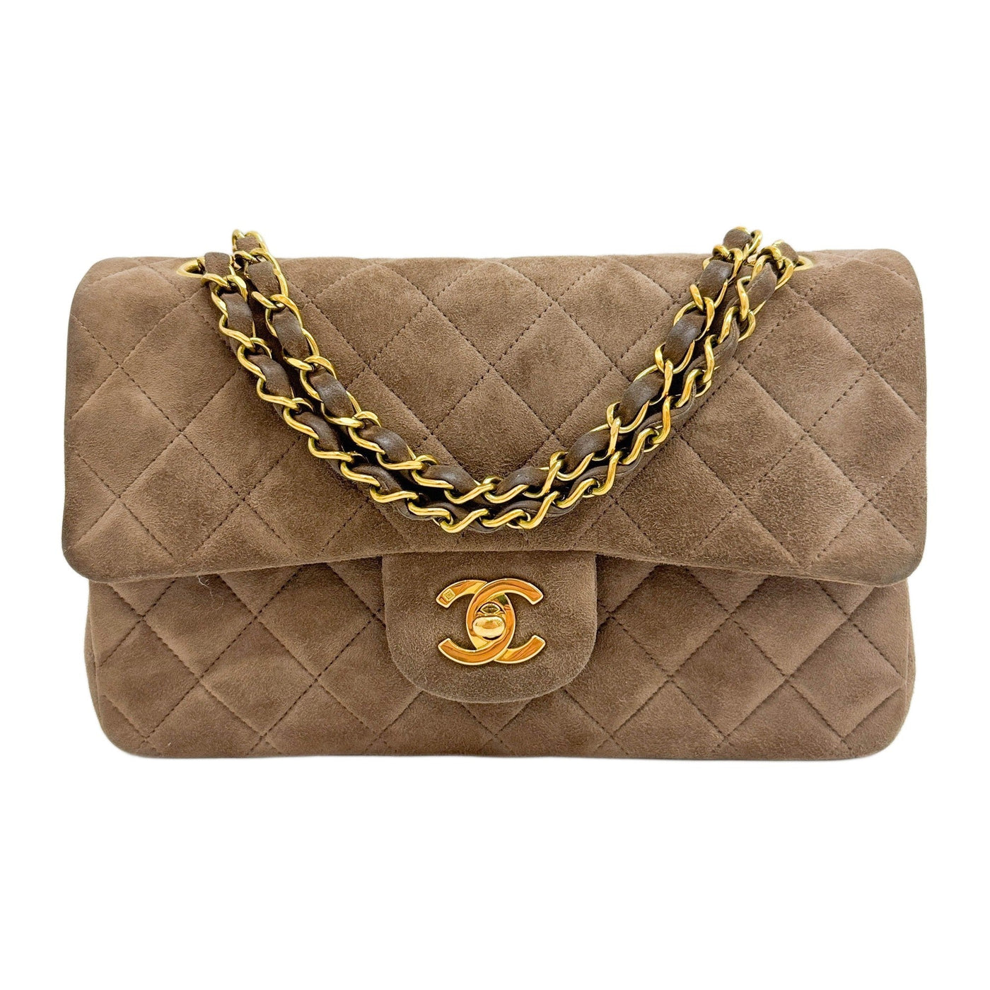 Classic Double Flap 1994-1996 Metalasse Brown Suede Shoulder Bag