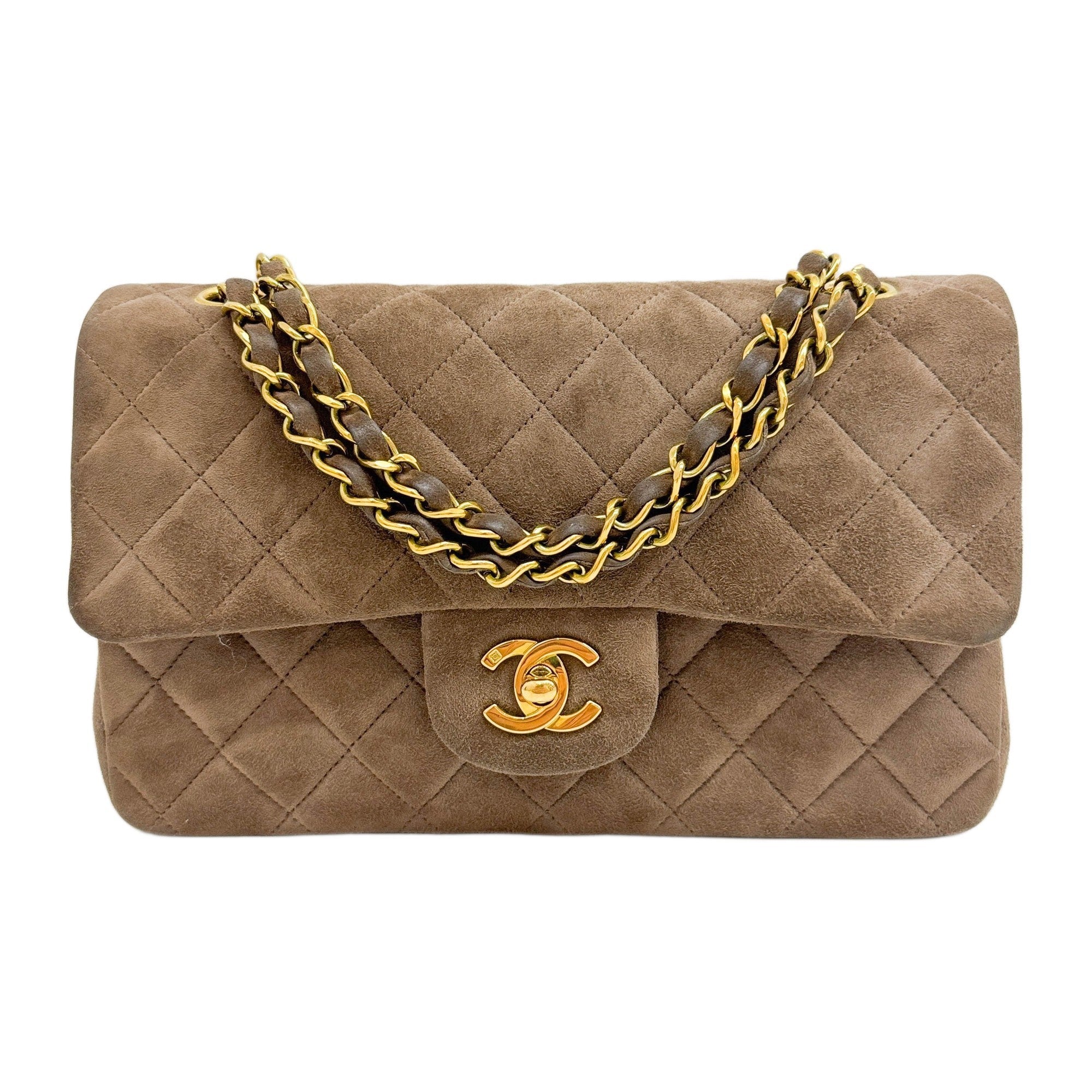 Classic Double Flap 1994-1996 Metalasse Brown Suede Shoulder Bag