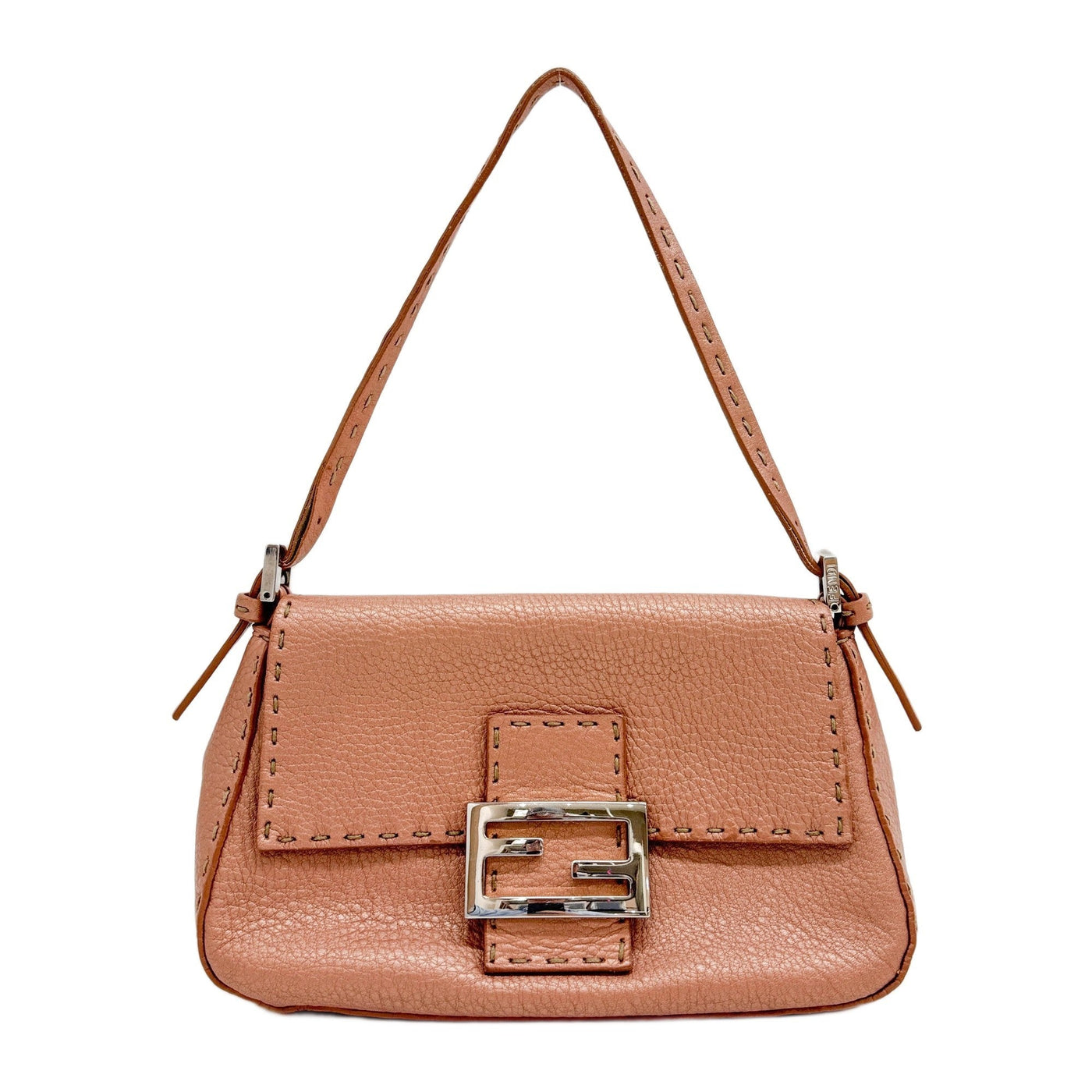 Mamma Baguette Selleria Metallic Rose Gold Shoulder Bag