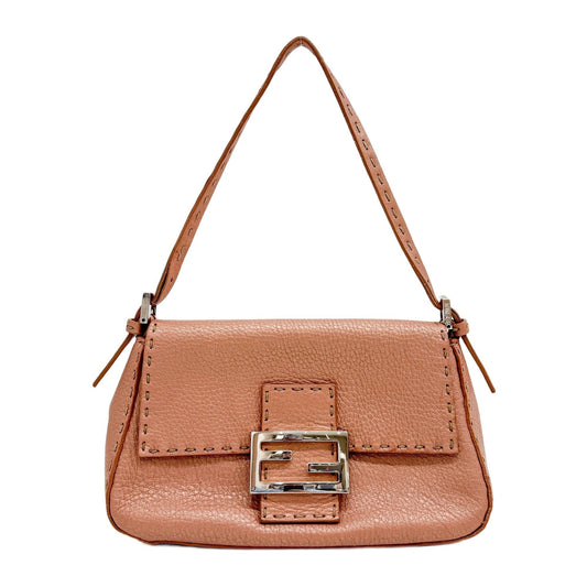 Mamma Baguette Selleria Metallic Rose Gold Shoulder Bag