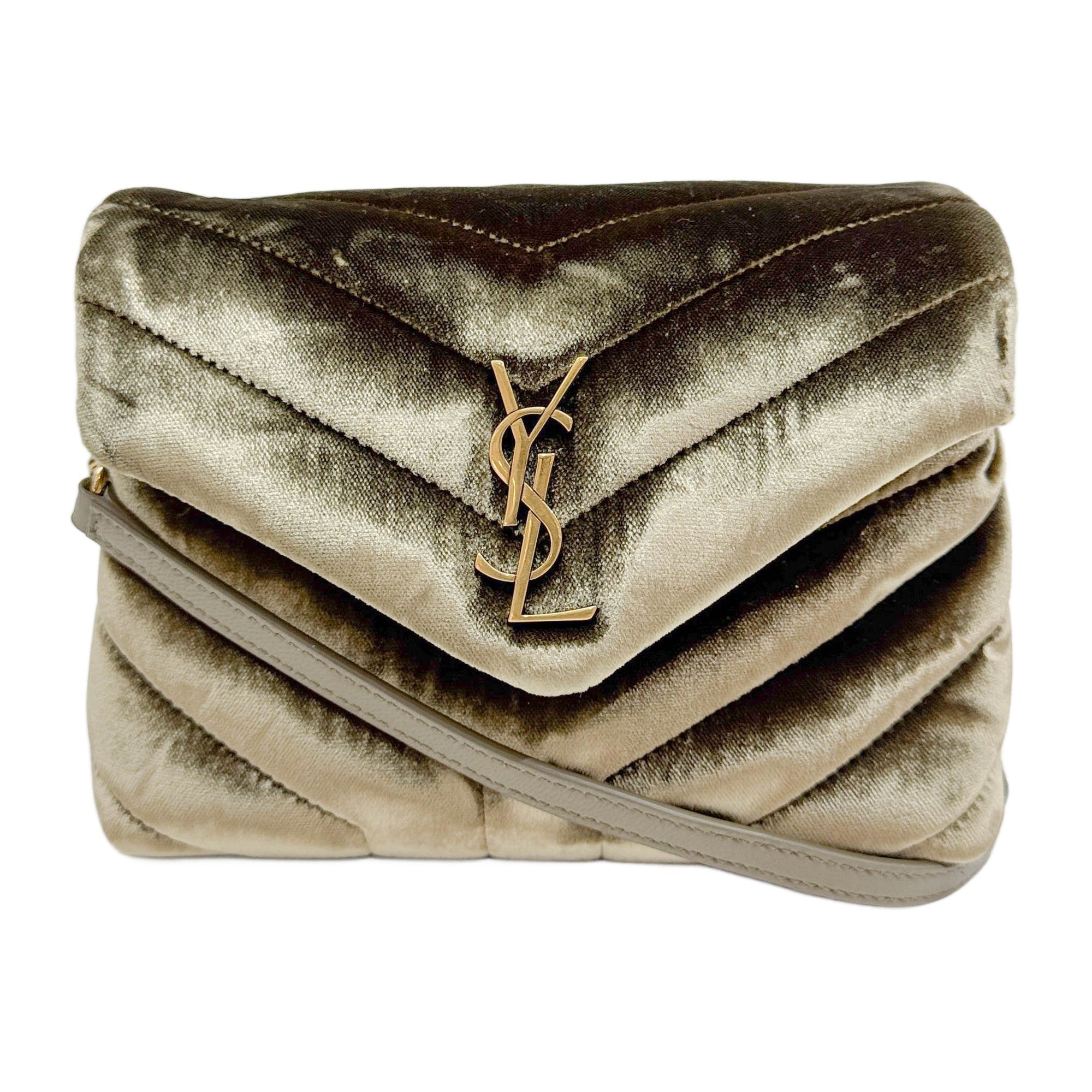 Loulou Olive Green Velvet Shoulder Bag