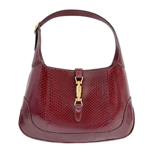 Jackie Bordeaux Red Python Embossed Leather Shoulder Bag