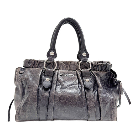 Vitello Black Leather Two Way Bag