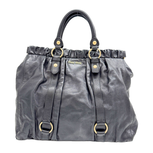 Vitello Black Leather Two Way Bag