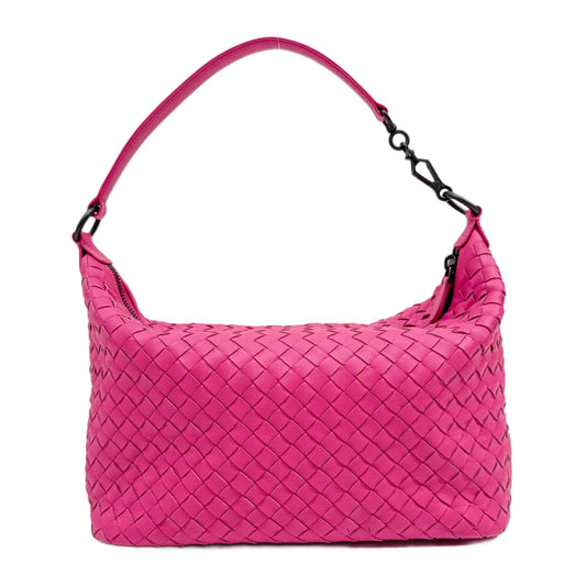 Intrecciato Pink Leather Shoulder Bag