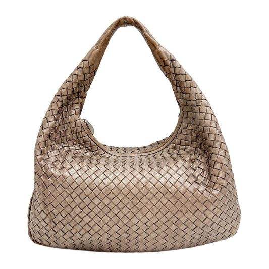 Veneta Intrecciato Metallic Bronze Leather Shoulder Bag