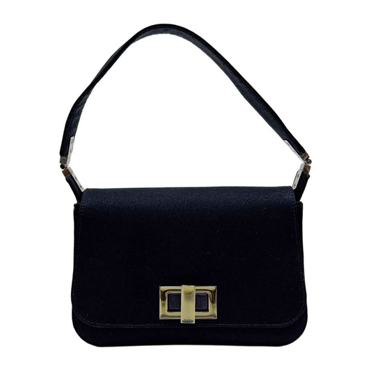 Black Neoprene Turn lock Shoulder Bag