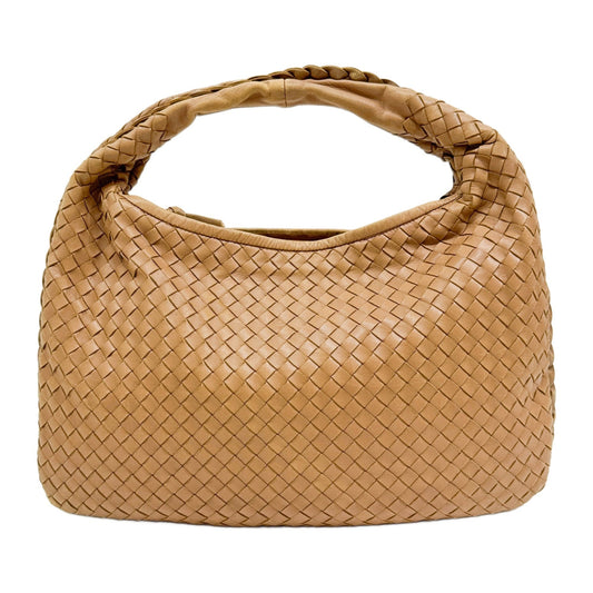 Intrecciato Beige Brown Leather  Shoulder Bag