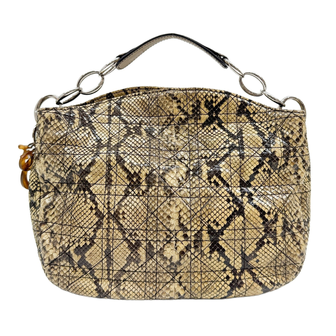 Cannage Brown Python Embossed Leather Hand Bag