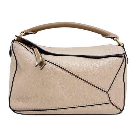 Puzzle Brown Leather Two Way Bag