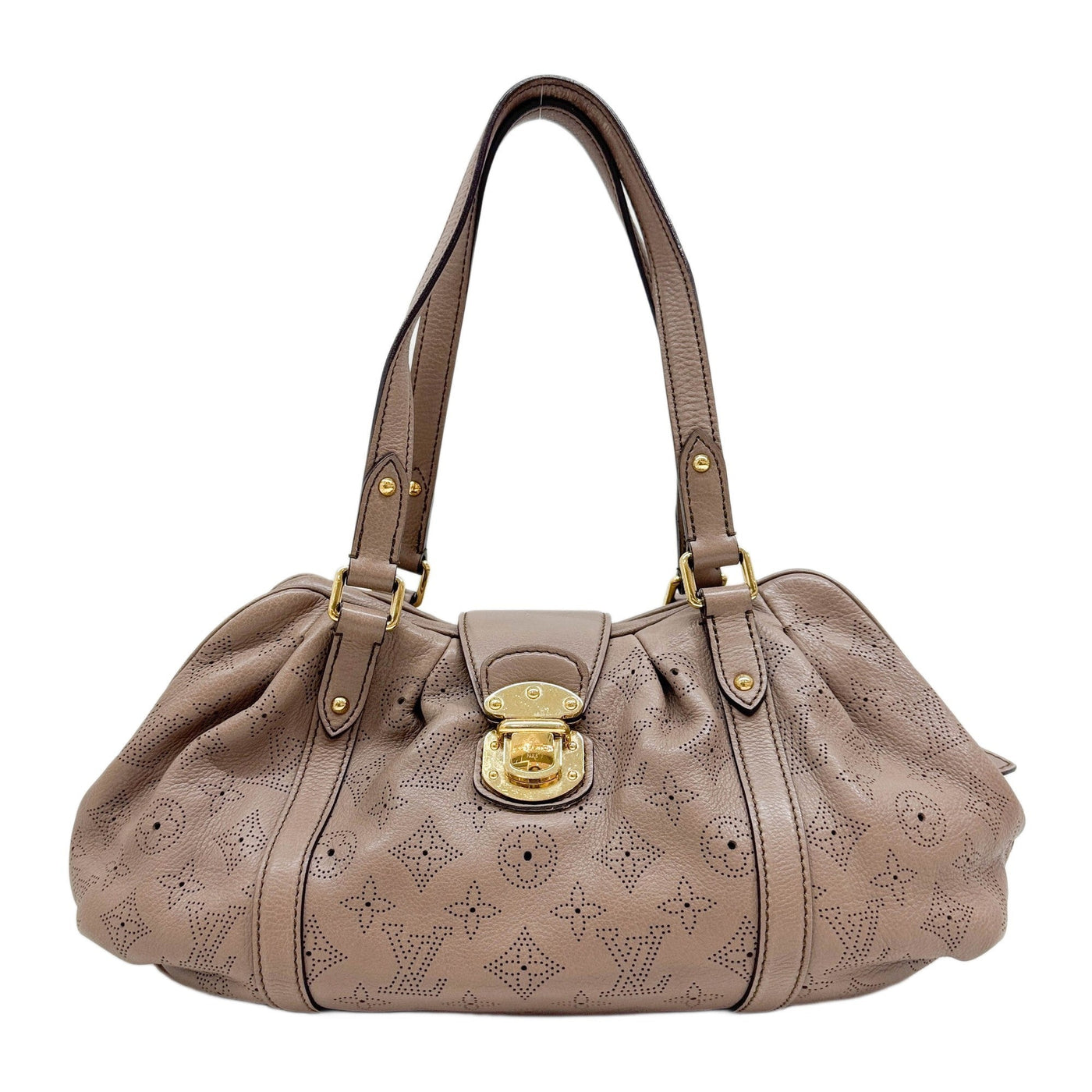 Lunar PM Mahina Monogram Taupe Brown Leather Shoulder Bag