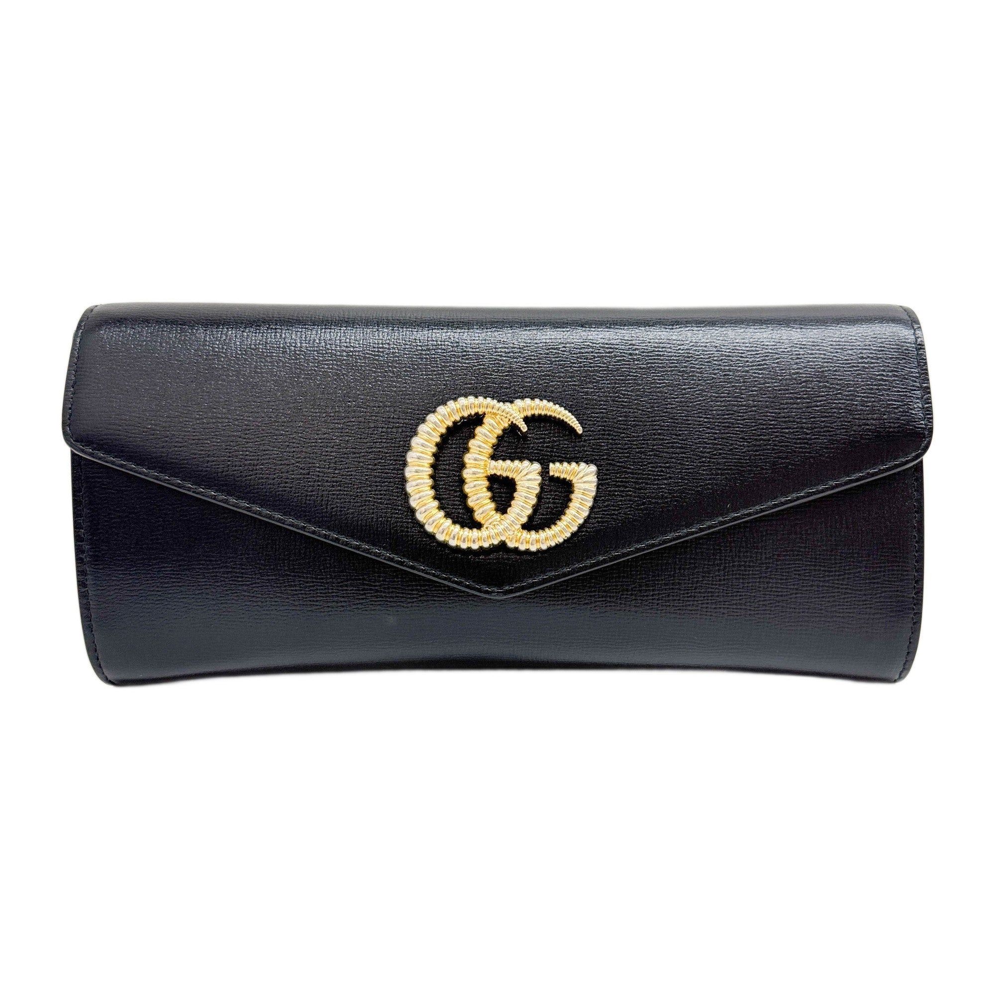 Broadway Black Leather Clutch Bag