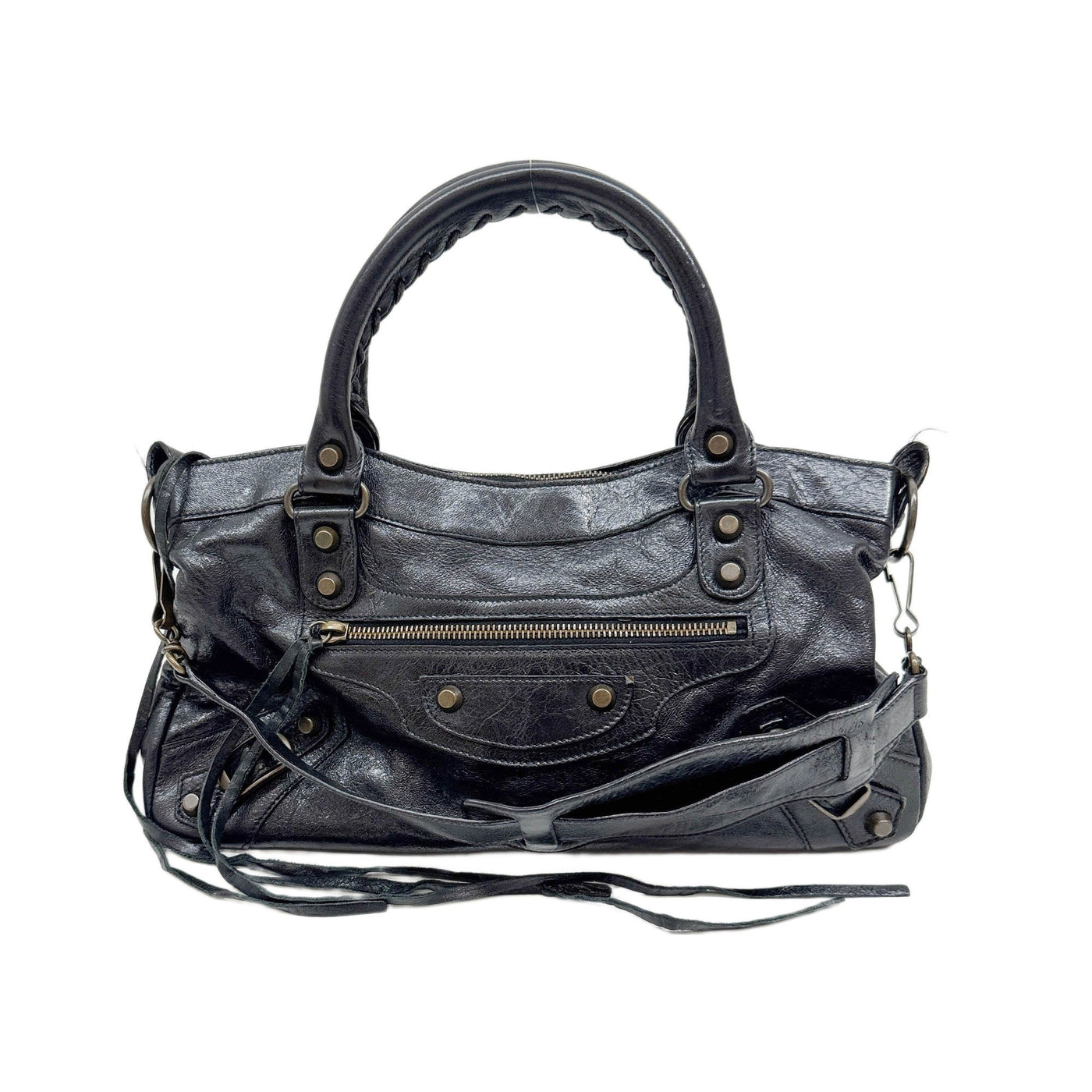 The First Black Leather Two Way Bag
