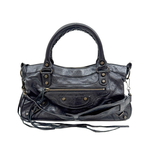 The First Black Leather Two Way Bag