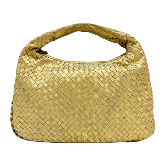 Veneta Metallic Gold Leather Shoulder Bag
