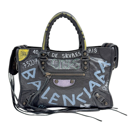 Mini Velo Graffiti Black Leather Two Way Bag