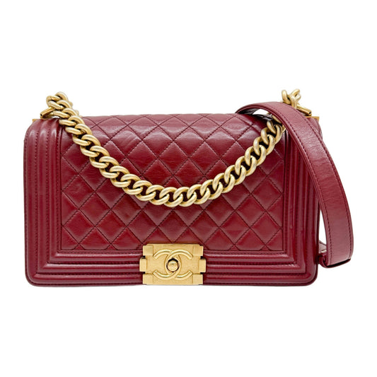 Boy 20117 Matelasse Red Leather Shoulder Bag