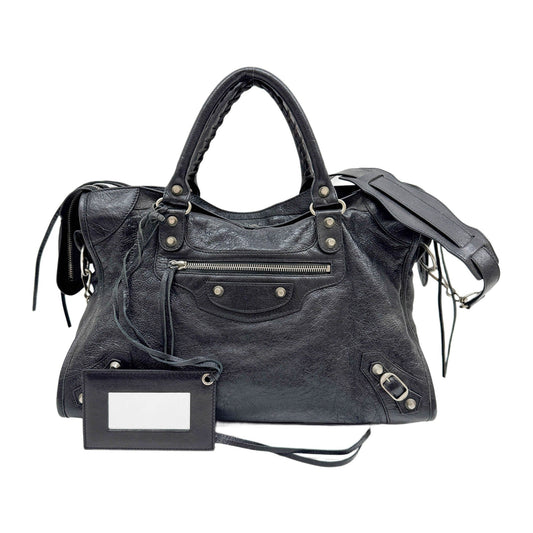 The City Black Leather Two Way Bag