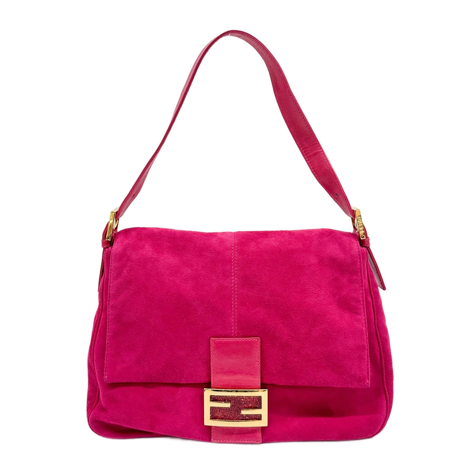 Mamma Baguette Pink Suede Shoulder Bag