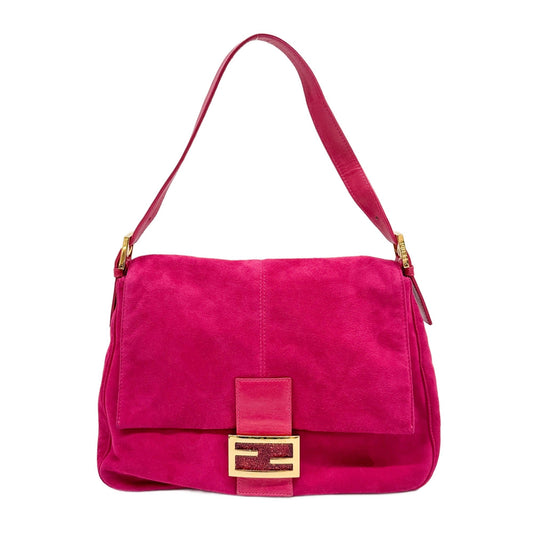 Mamma Baguette Pink Suede Shoulder Bag
