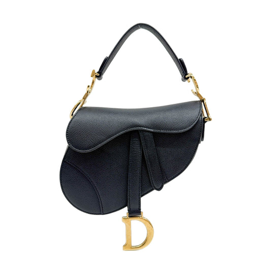 Mini Saddle Black Leather Shoulder Bag