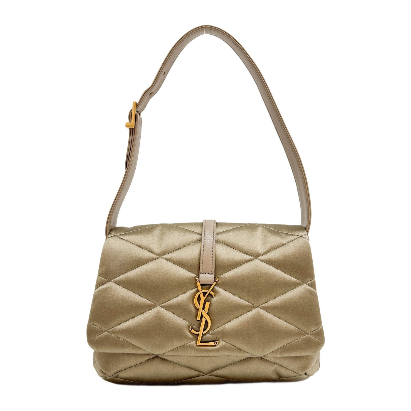 Le 57 Matelasse Metallic Brown Satin Shoulder Bag