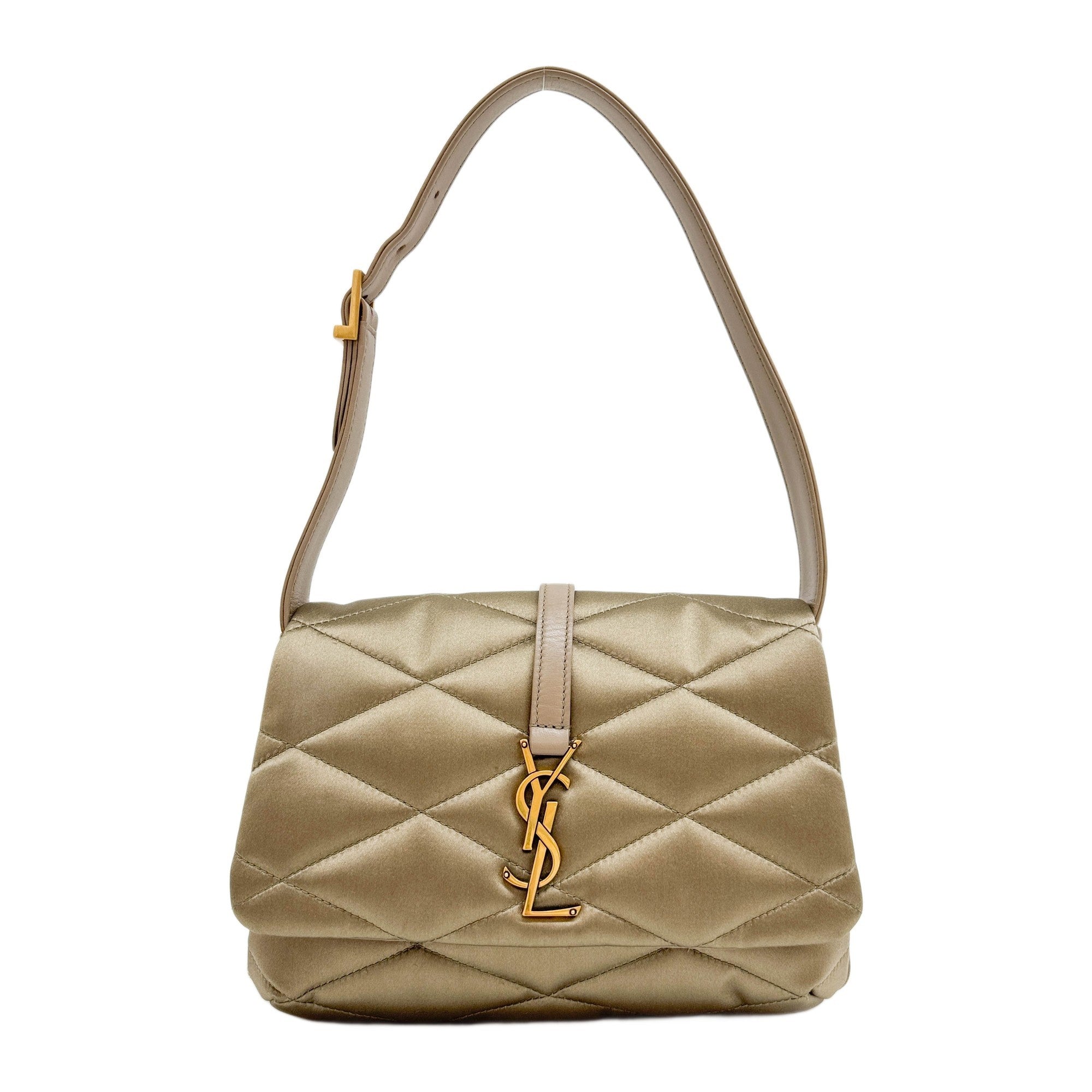 Le 57 Matelasse Metallic Brown Satin Shoulder Bag