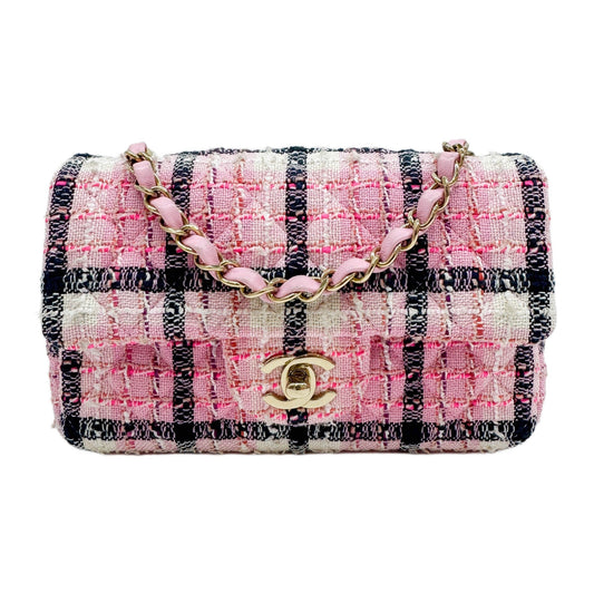 Mini Classic Flap 2020-2026 Pink Tweed Chain Shoulder Bag