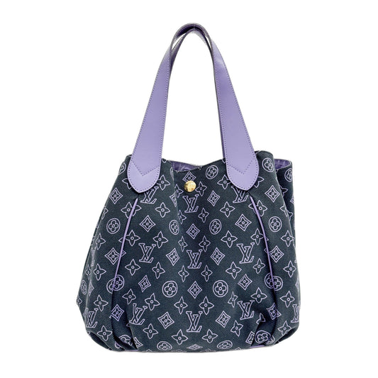 Capas Ipanema Black & Purple Monogram Canvas Shoulder Tote Bag