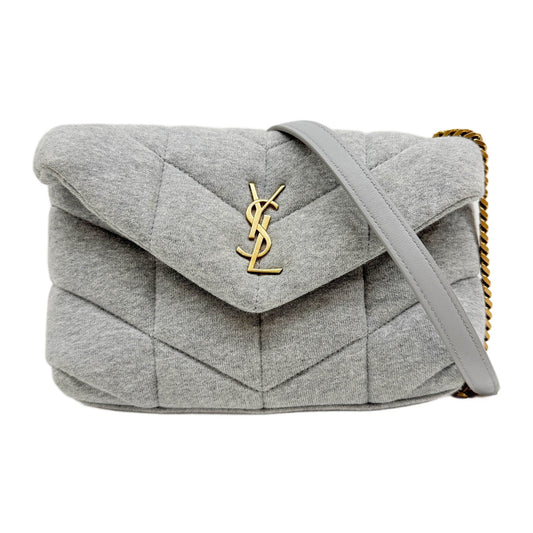 Loulou Puffer Light Grey Cotton Shoulder Bag