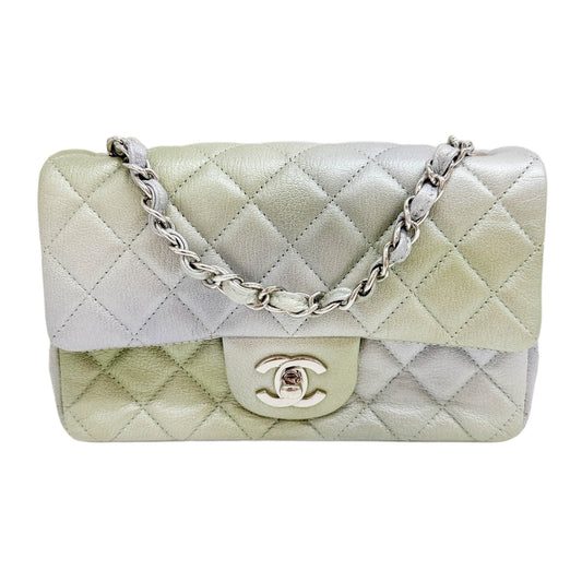 Mini Classic Flap 2020-2026 Matelasse Blue & Green Gradient Leather Shoulder Bag