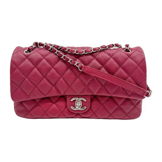 Jumbo Classic Flap 2014-2015 Quilted Dark Pink Caviar Leather Shoulder Bag
