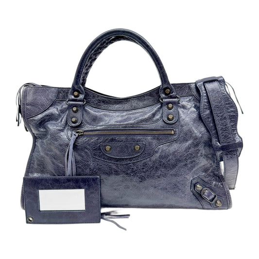 The City Ocean Blue Leather Two Way Bag