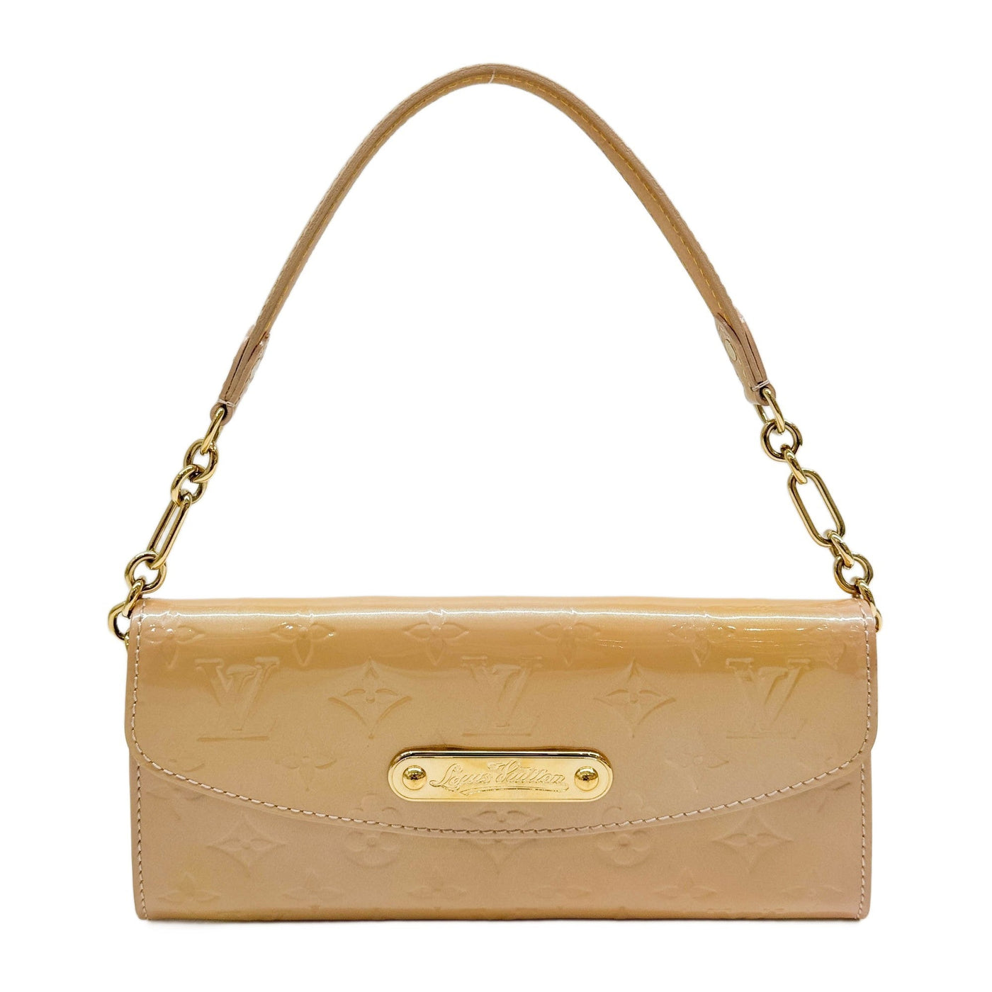Vernis Sunset Boulevard Beige Monogram Leather Shoulder Bag