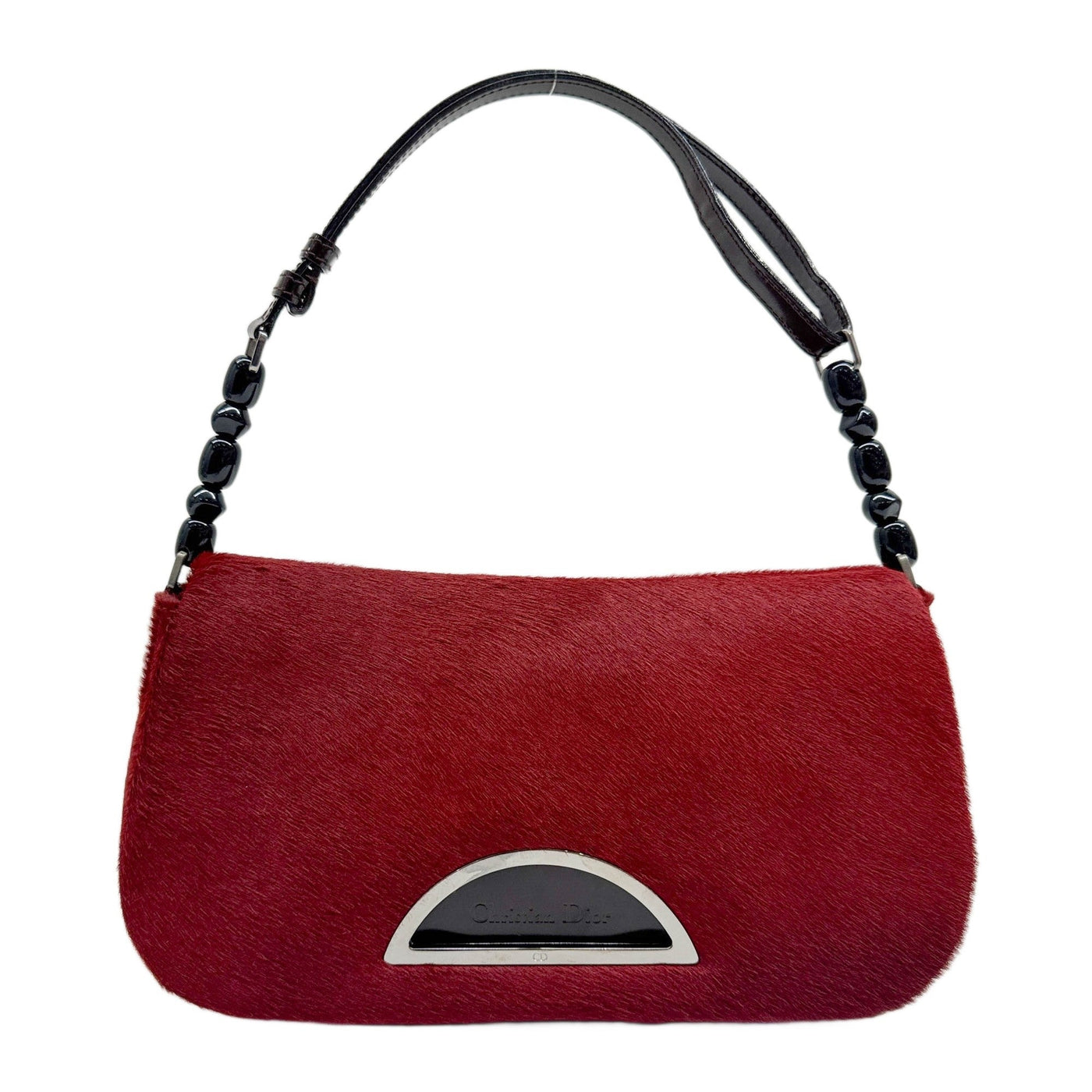 Malice Pearl Dark Red Pony Hair Shoulder Bag
