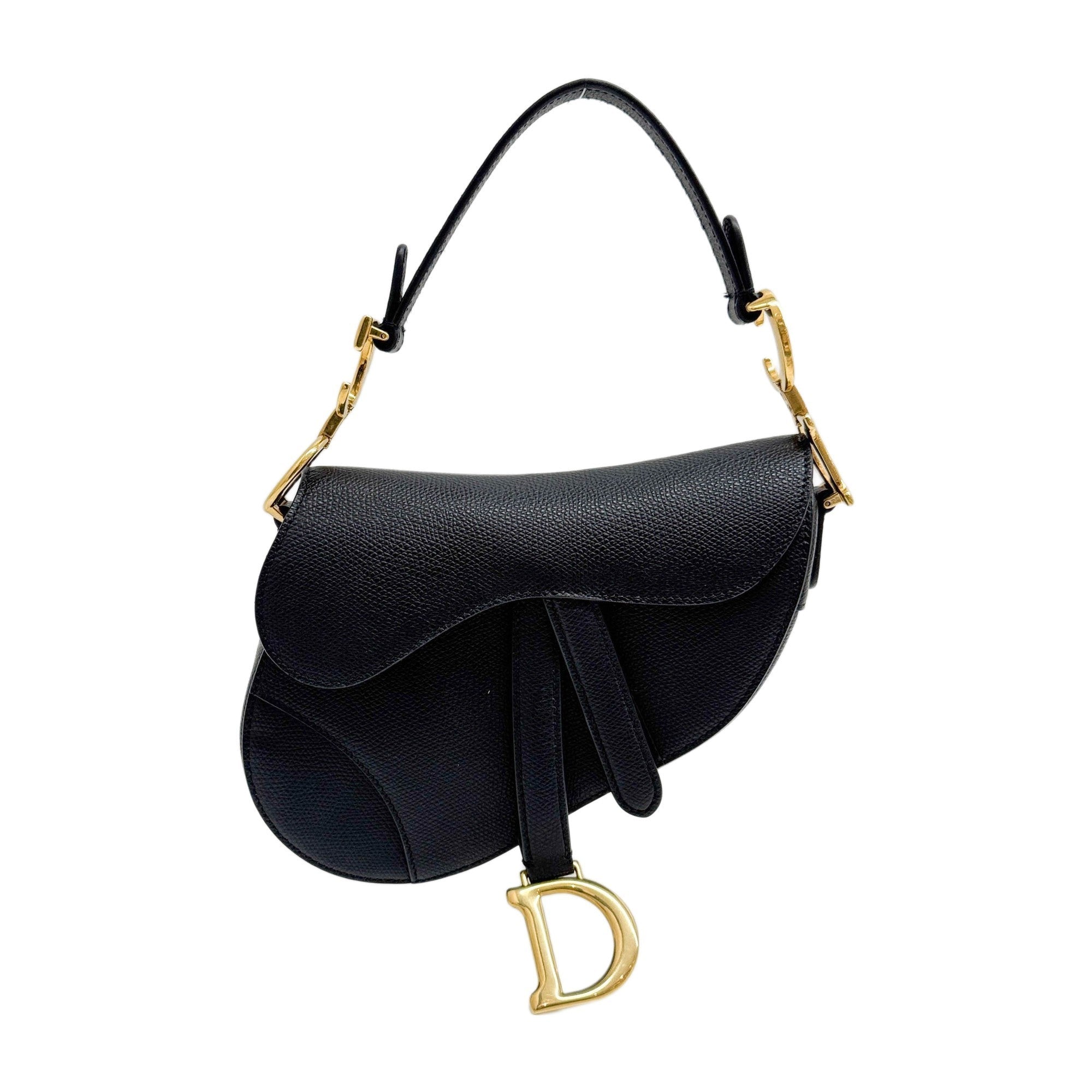 Mini Saddle Black Leather Hand Bag