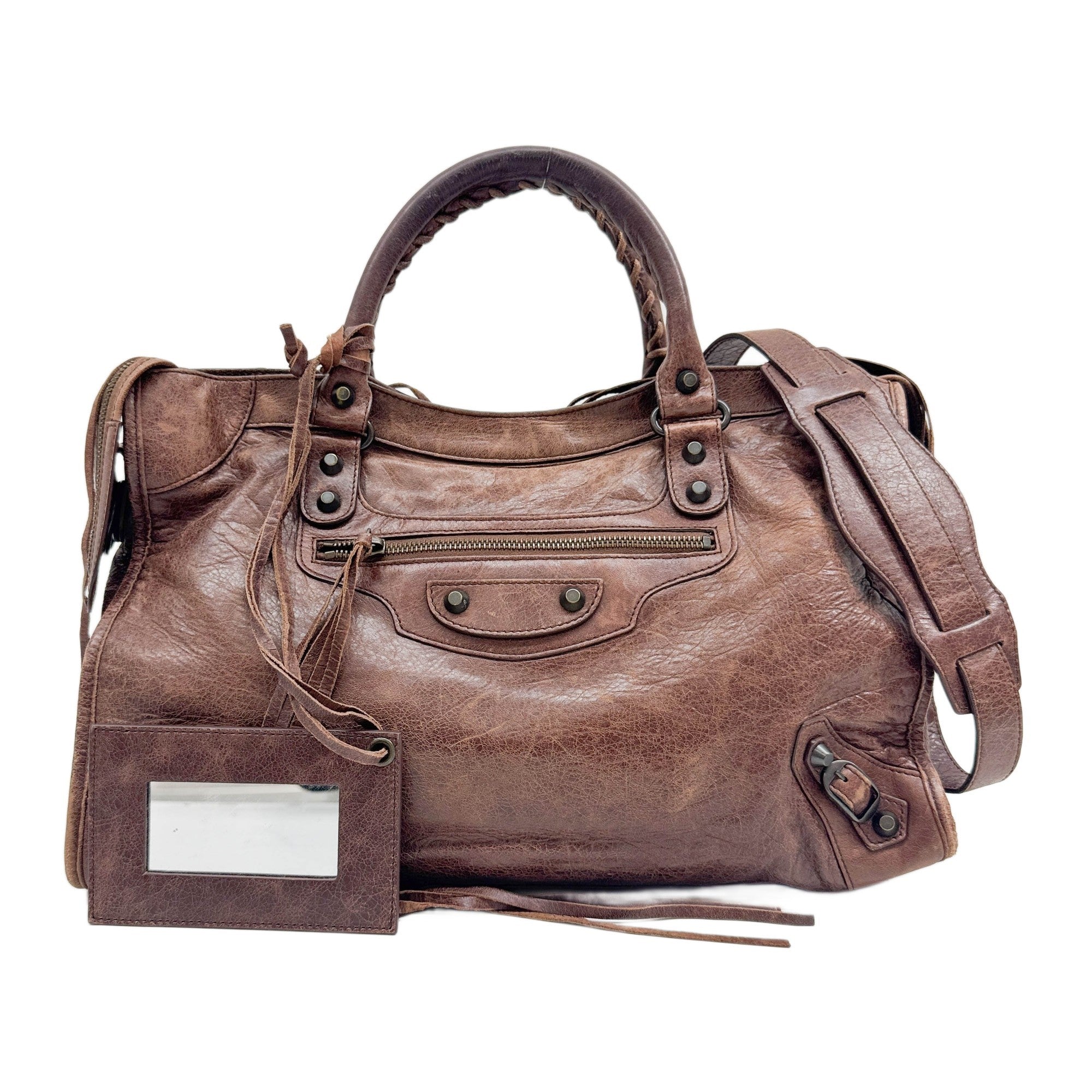The City Brown Leather Two Way Bag