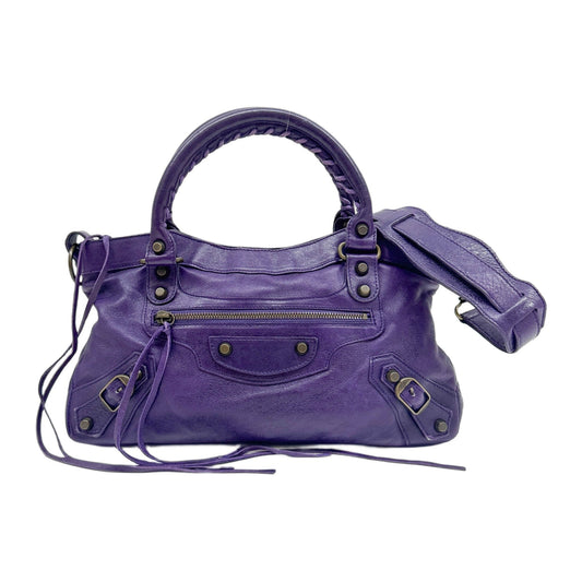 The First Purple Leather Two Way Bag
