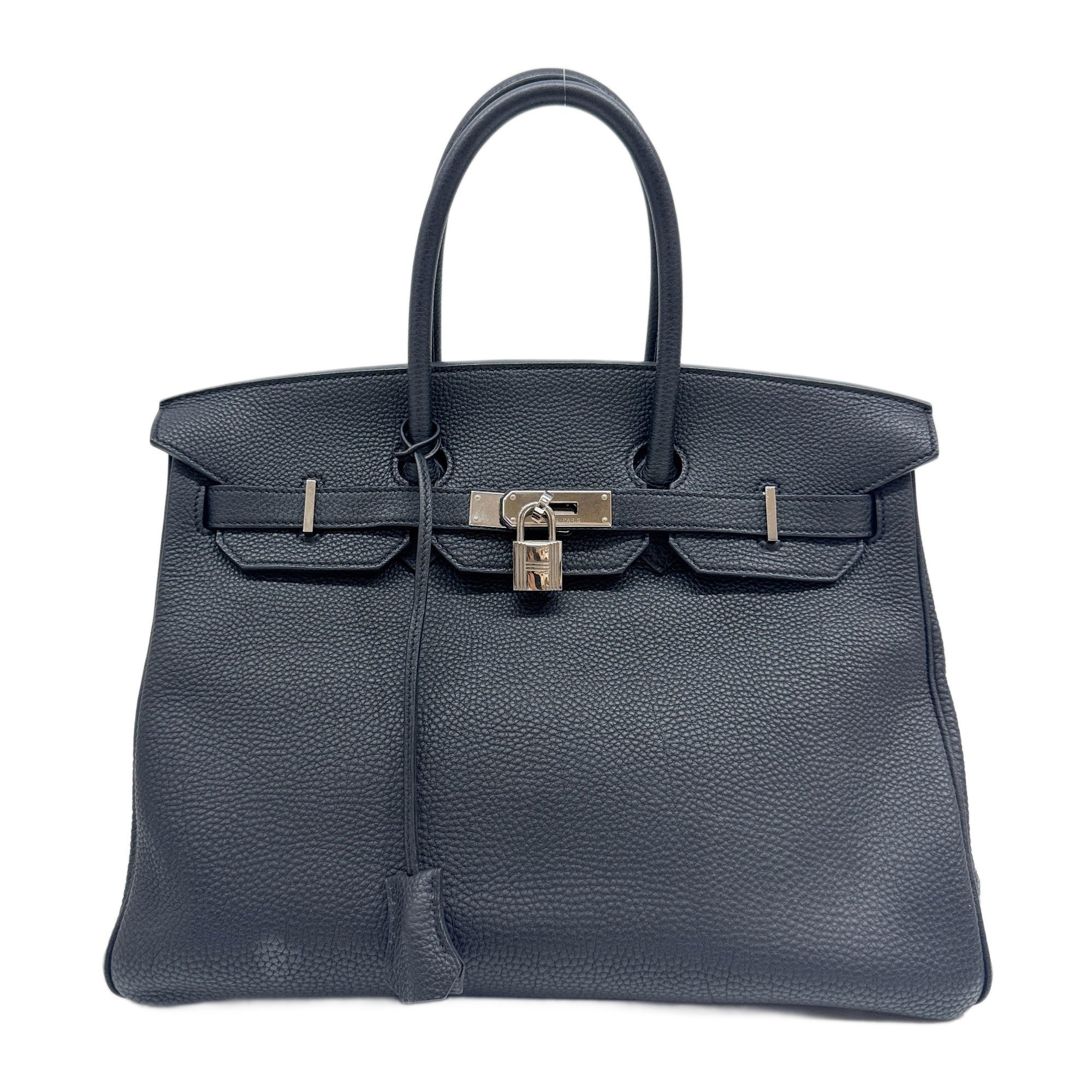 Birkin 35 Black Leather Handle Bag