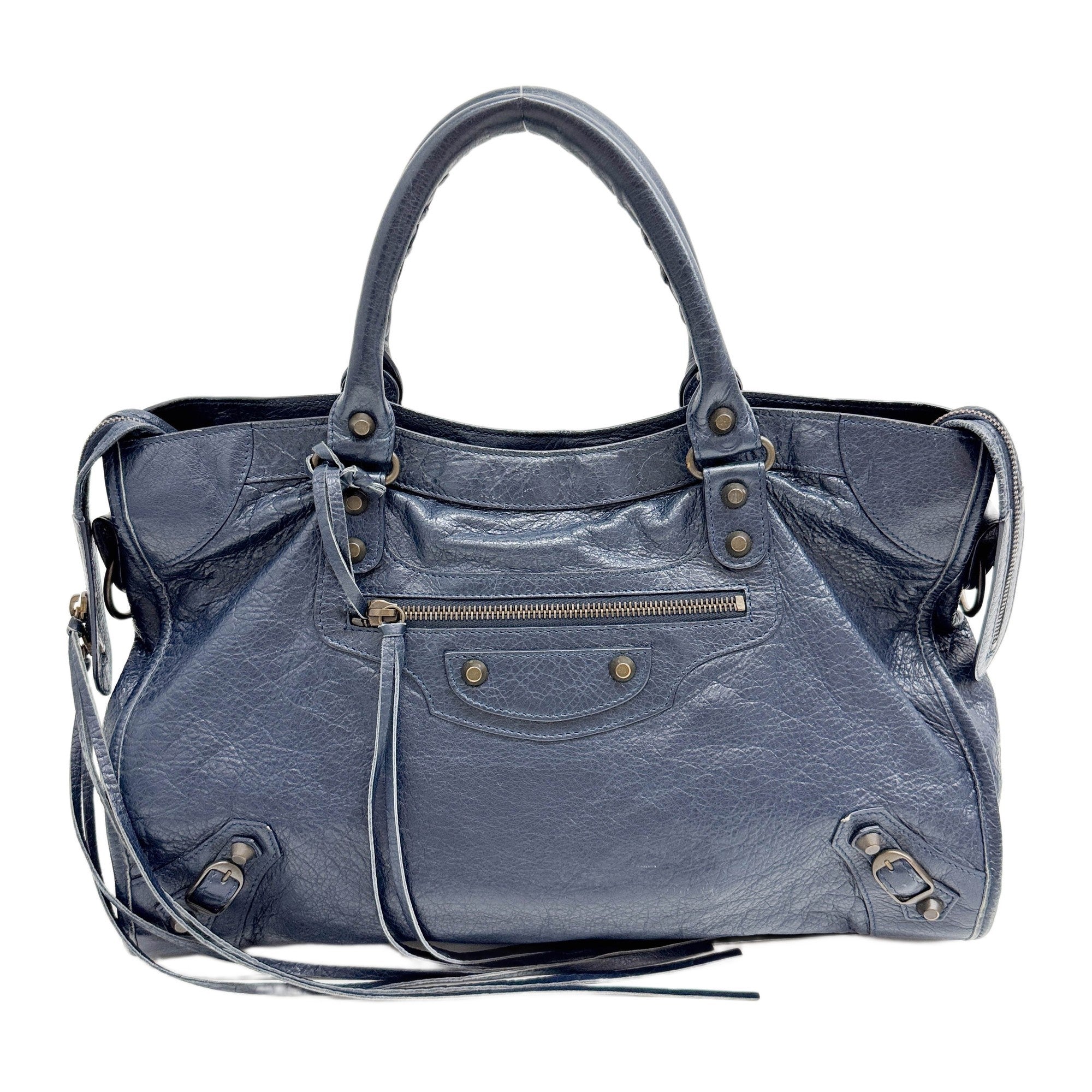 The City Ocean Blue Leather Two Way Bag