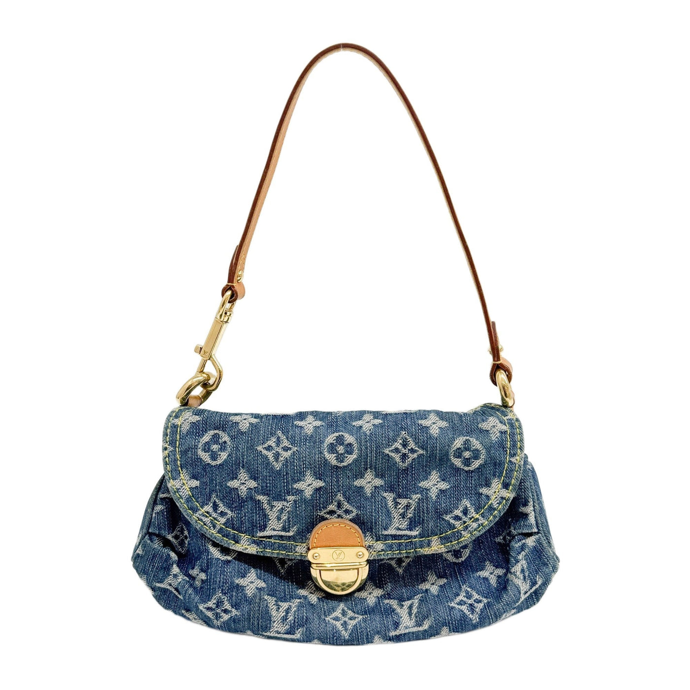 Pleaty Blue Denim Handle Bag