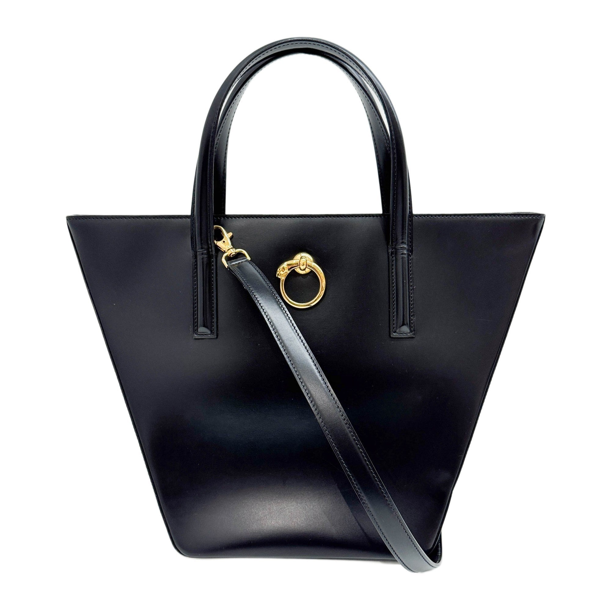 Panthere Black Leather Two Way Bag