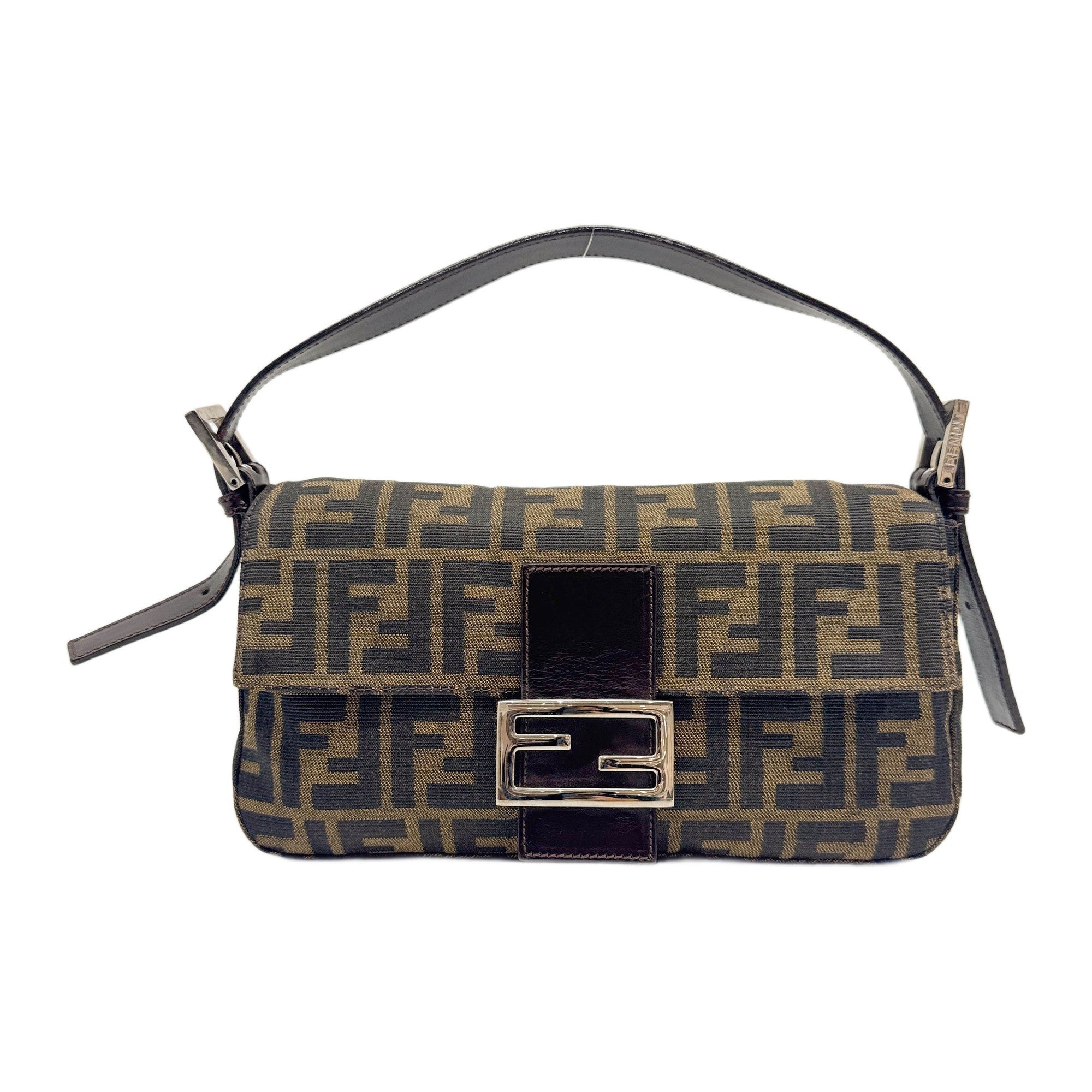 Baguette Zucca Brown Canvas Shoulder Bag