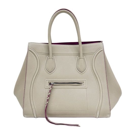 Luggage Phantom Beige Leather Tote Handle Bag