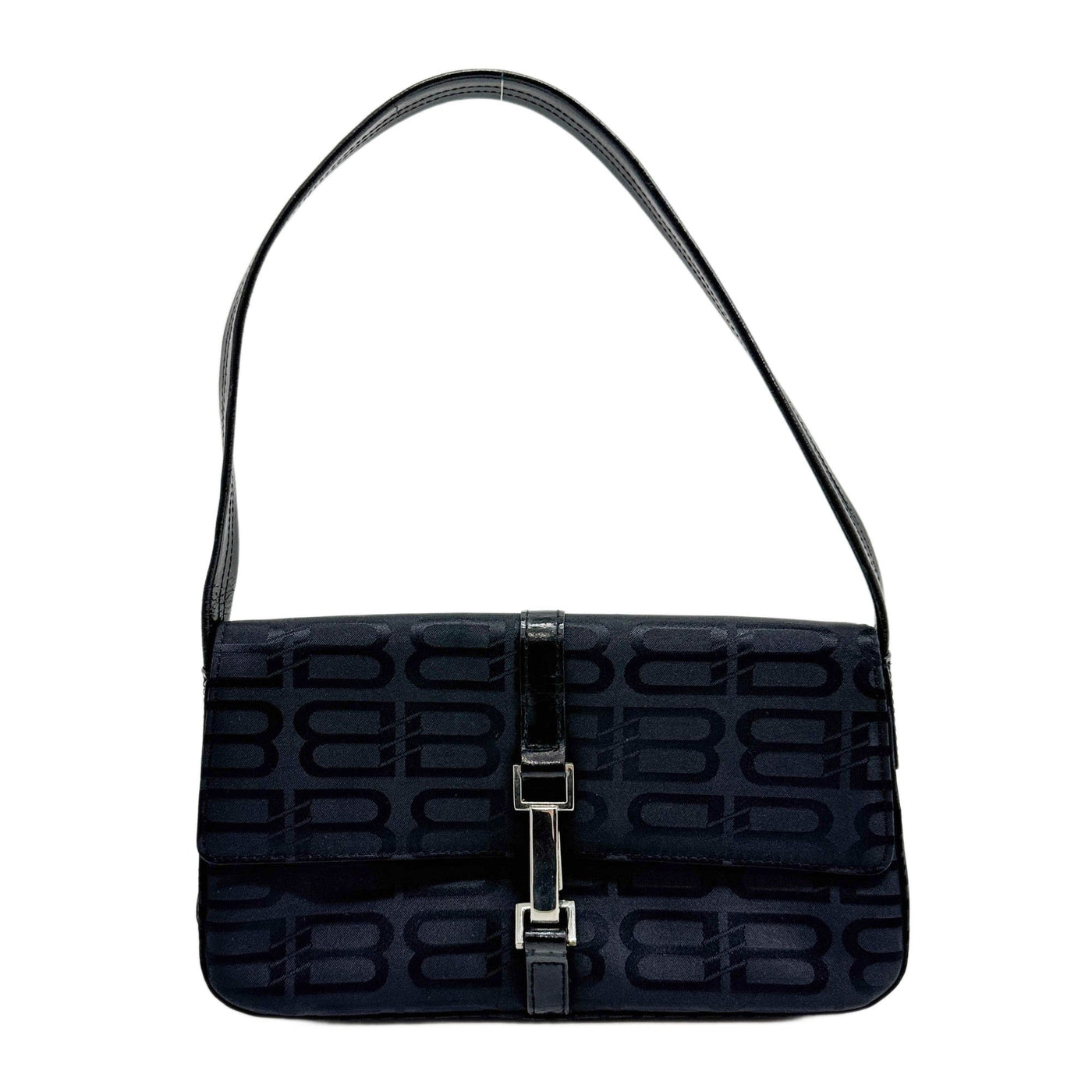 Black BB Monogram Canvas Shoulder Bag