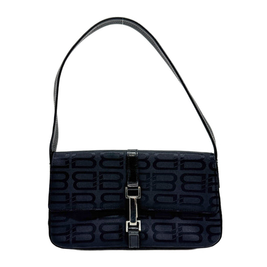 Black BB Monogram Canvas Shoulder Bag