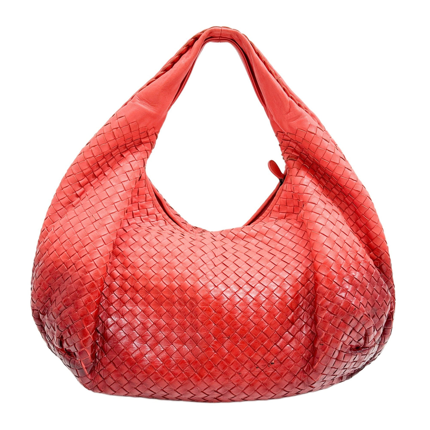 Veneta Intrecciato Red Ombre Leather Shoulder Bag