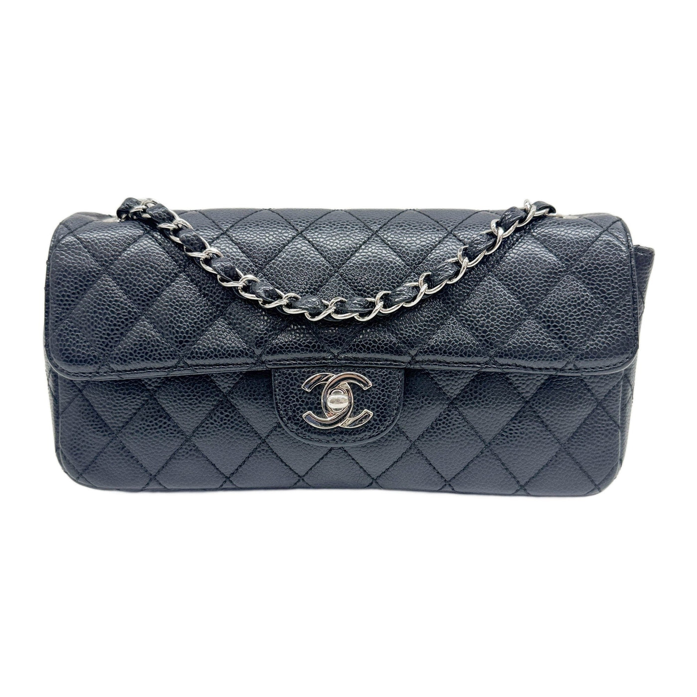 Classic Long Flap 2006-2008 Matelasse Black Caviar Leather Shoulder Bag