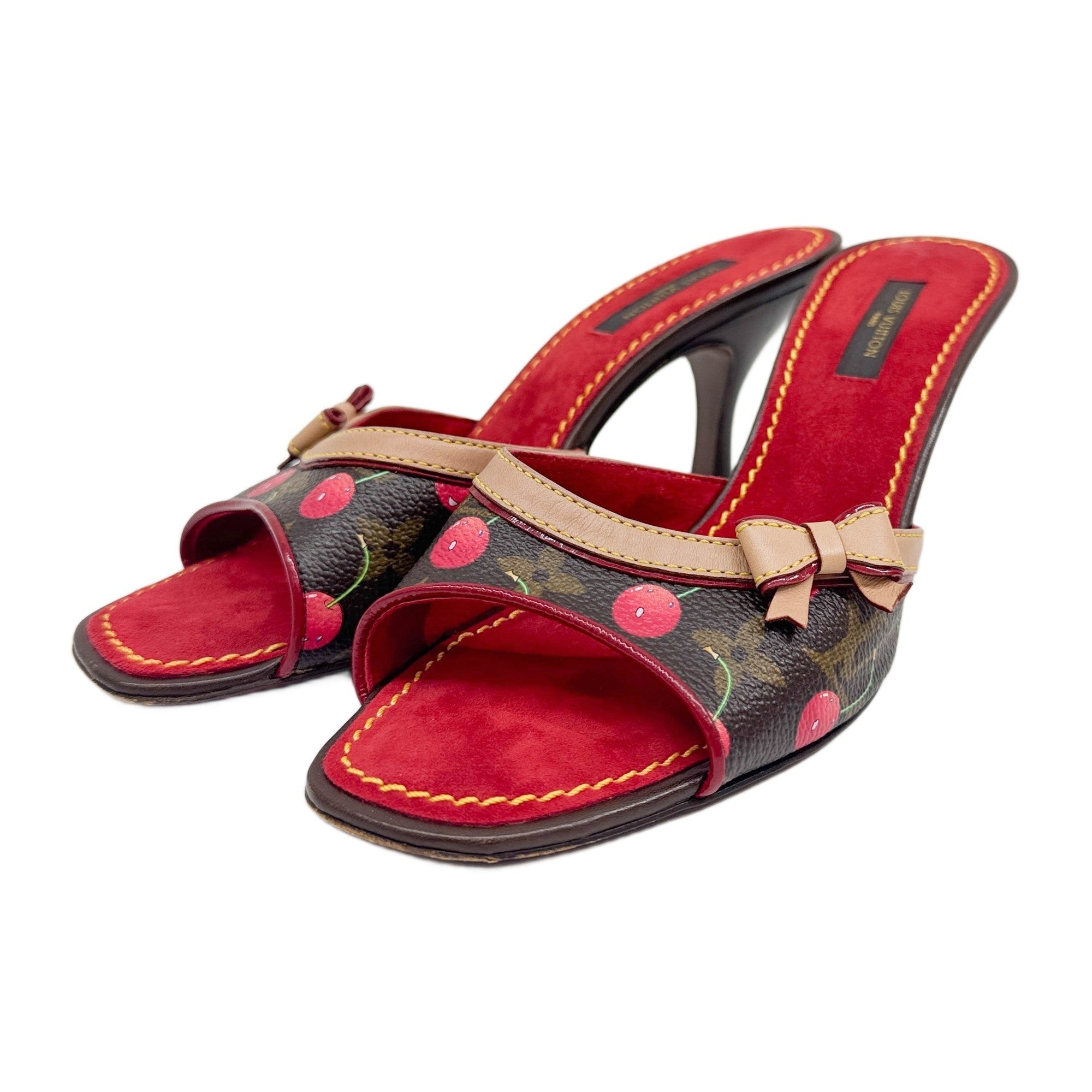 LOUIS VUITTON CHERRY LOGO HEELS 36