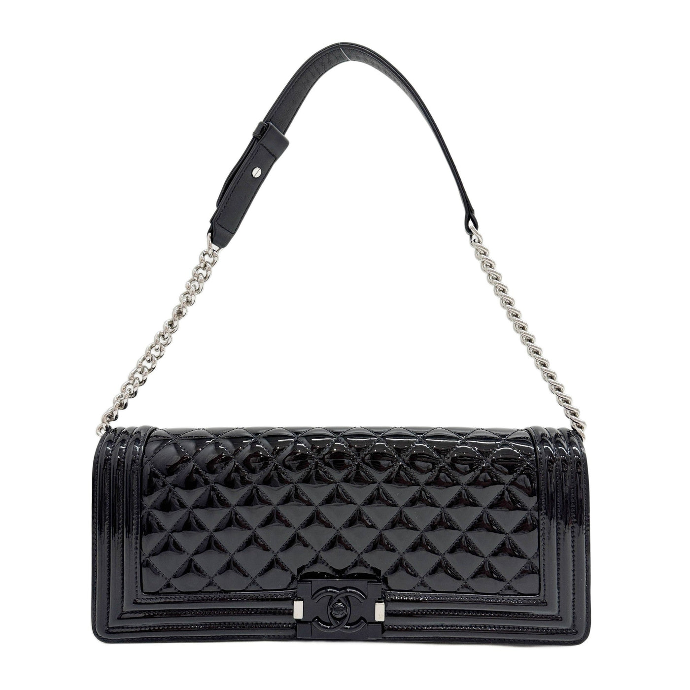 2014-2015 Boy Enamel Black Leather Shoulder Bag